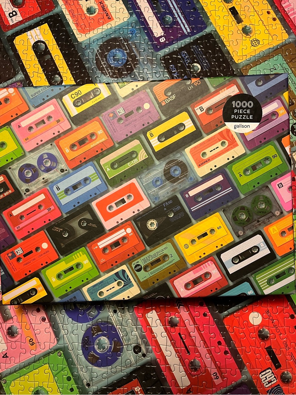 Galison 1000 piece mixtapes jigsaw puzzle cassettes colorful tapes